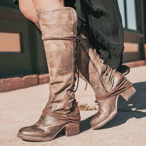 FREEBIRD By STEVEN*COAL*STONE*LACE BACK TALL BOOTS 8